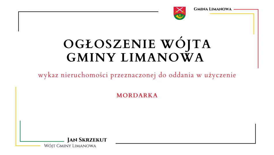 Wykaz nieruchomości przeznaczonej do oddania w użyczenie - Mordarka - zdjęcie 1