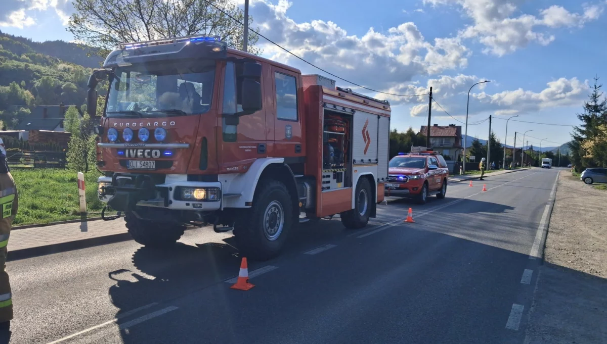 Wypadek motocyklisty w Kamienicy/fot.: OSP Kamienica