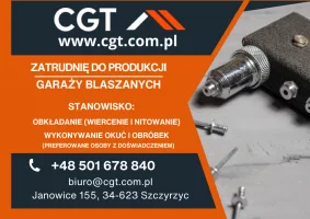 Pracownik produkcji - wiercenie, nitowanie, robienie okuć i obróbek blacharskich - Zdjęcie główne