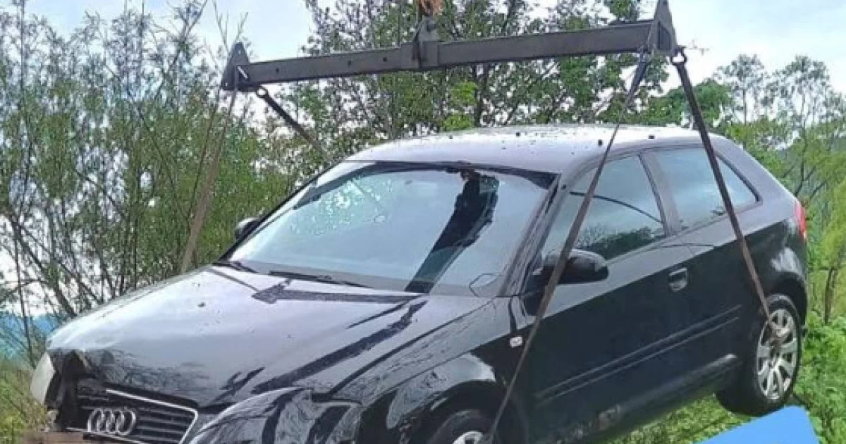 Audi uderzyło w drzewo i wpadło do rzeki