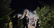 Pożar w Jurkowie. Ogień strawił cały budynek - zdjęcie 5