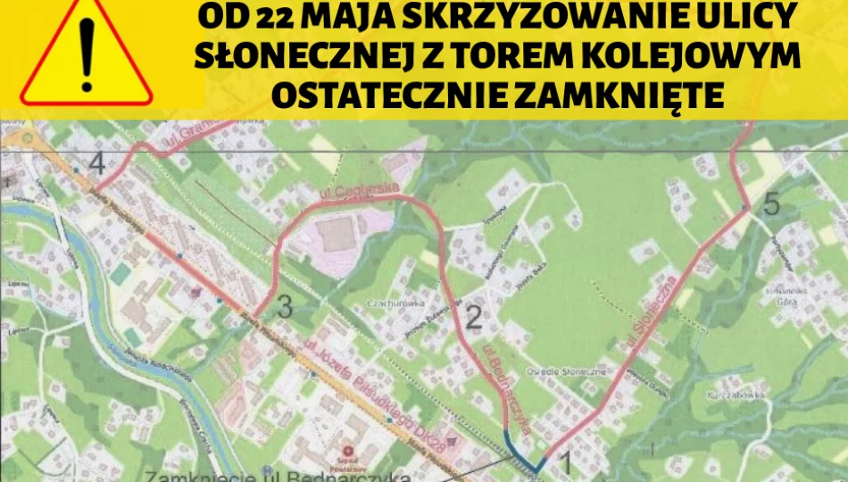 Uwaga! od 22 maja skrzyżowanie ul. Słonecznej z torem kolejowym ostatecznie zamknięte - zdjęcie 1