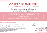 Zaproszenie na zebranie wiejskie w Sowlinach dnia 8 czerwca - zdjęcie główne