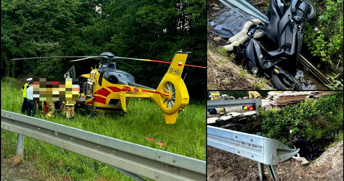 Poważny wypadek, motocyklistę do szpitala zabrało LPR