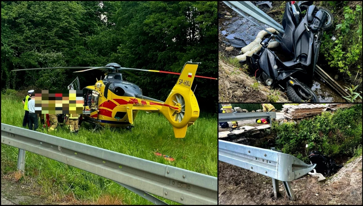 Wypadek motocyklisty w Pogorzanach/fot.: Policja Limanowa