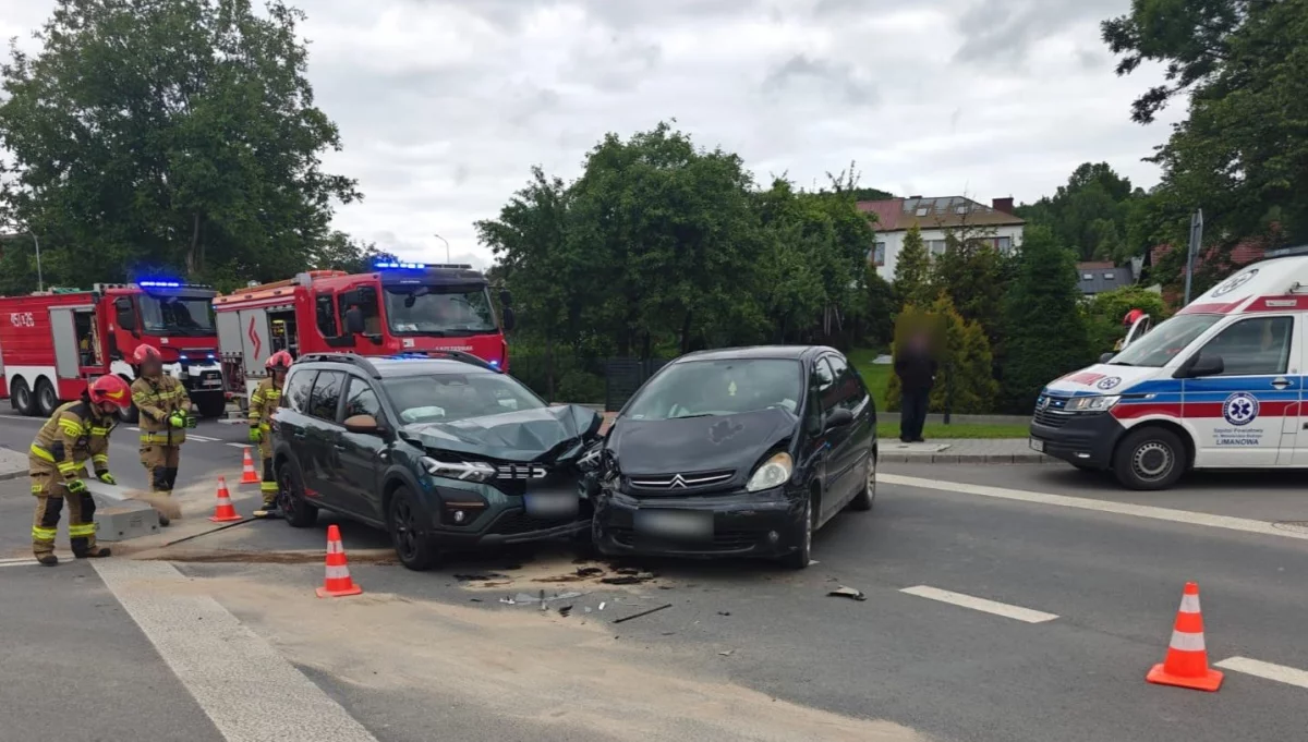 Kolizja na ul. Lipowej/fot.: Policja Limanowa