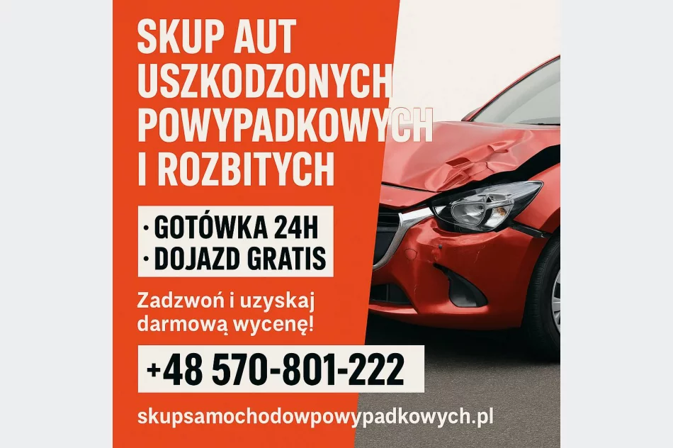 Skup aut powypadkowych Nowy Sącz /Małopolskie, skup samochodów z uszkodzonym silnikiem - zdjęcie 1