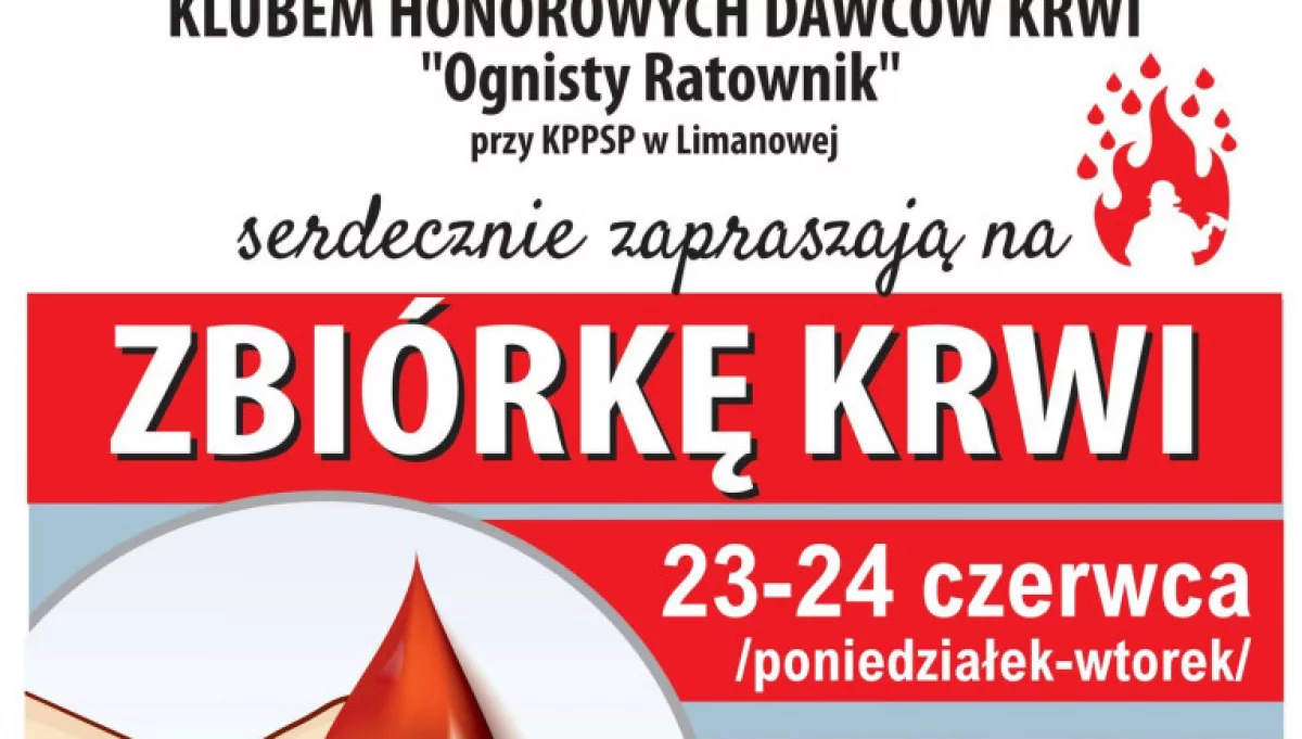 Druhowie OSP z Limanowej zapraszają do udziału w akcji krwiodawstwa