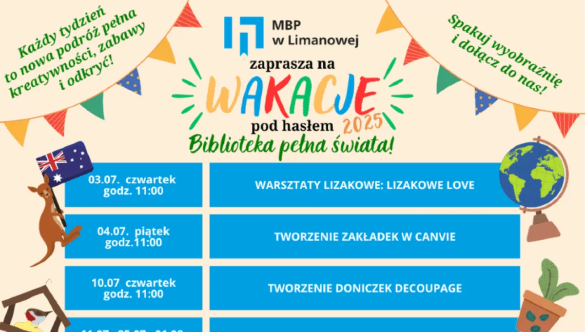 Biblioteka pełna świata – wakacyjne warsztaty dla dzieci i młodzieży