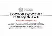 ROZPORZĄDZENIE PORZĄDKOWE WOJEWODY MAŁOPOLSKIEGO w sprawie wprowadzenia czasowego zakazu noszenia, przemieszczania i używania wyrobów pirotechnicznych na obszarze Limanowa (gmina miejska) i Limanowa (gmina wiejska) - zdjęcie główne