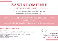 Zaproszenie na zebranie wiejskie w Rupniowie dnia 13 lipca - zdjęcie główne