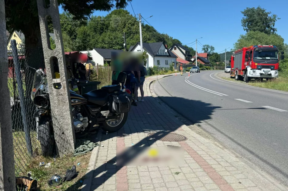 Groźny wypadek motocyklisty - zabrał go LPR - zdjęcie 3