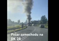 Pożar samochodu na DK28 - zdjęcie główne