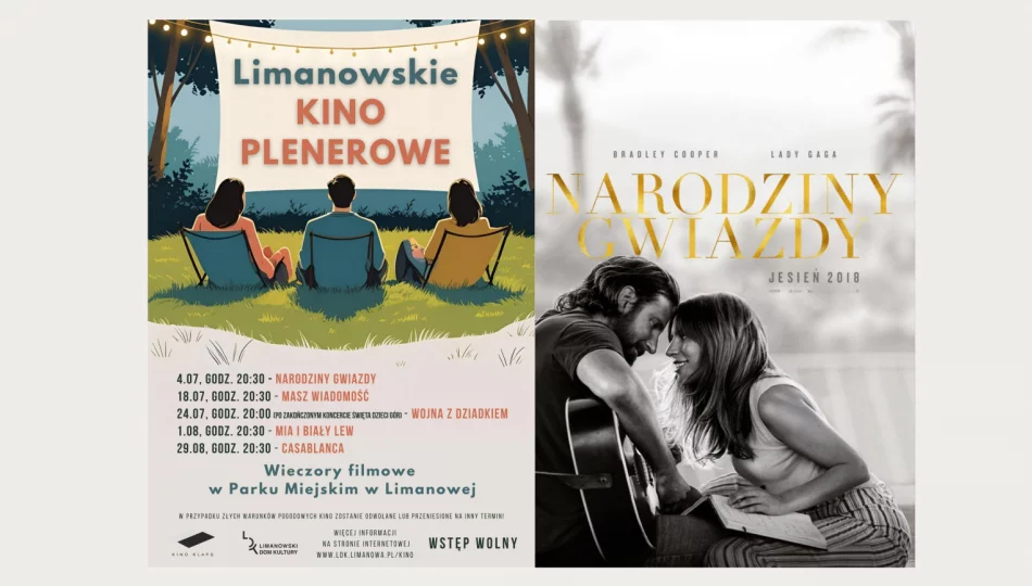 Zapraszamy na Limanowskie KINO PLENEROWE. Już jutro NARODZINY GWIAZDY! - zdjęcie 1