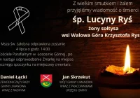 Kondolencje z powodu śmierci żony sołtysa z Walowej Góry Krzysztofa Rysia - zdjęcie główne