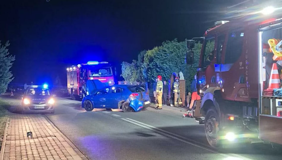 Nocna kolizja na drodze powiatowej - zdjęcie 1