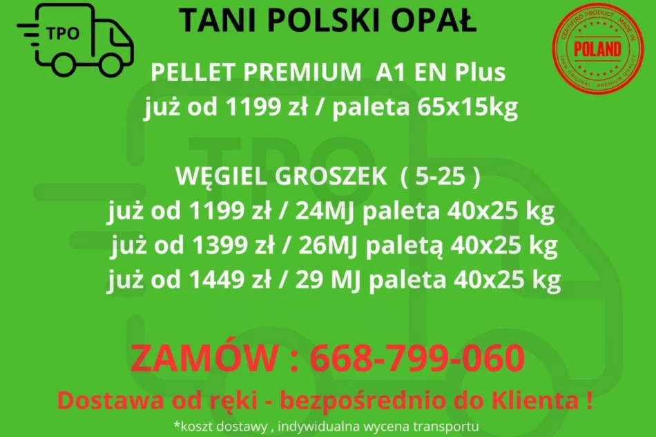 Pellet, groszek węgiel dostawa Małopolska - zdjęcie 1