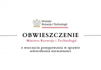 Obwieszczenie Ministra Rozwoju i Technologii o wszczęciu postępowania - zdjęcie główne