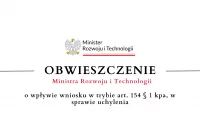 Obwieszczenie Ministra Rozwoju i Technologii o wpływie wniosku w sprawie uchylenia - zdjęcie główne