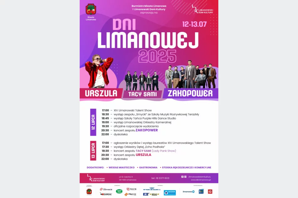 Święto miasta pełne muzyki i dobrej zabawy - Dni Limanowej już 12 i 13 lipca! - zdjęcie 2