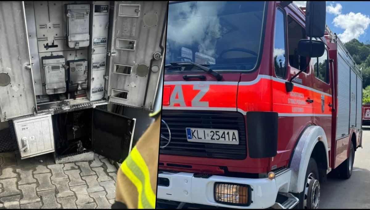 Pożar skrzynki elektrycznej/fot.: OSP Łostówka