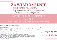 Zaproszenie na zebranie wiejskie w Pisarzowej dnia 3 sierpnia - zdjęcie główne