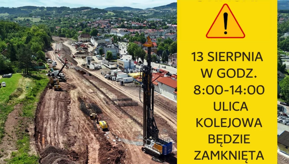 W środę 13 sierpnia w godz. 8:00 – 14:00 ul. Kolejowa będzie zamknięta