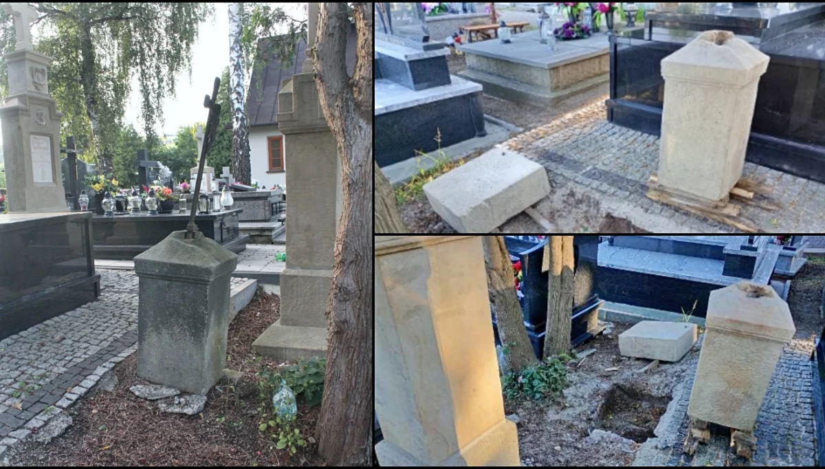Modernizacja nagrobka na cmentarzu w Łososinie Górnej/fot.: Robert Kowalski