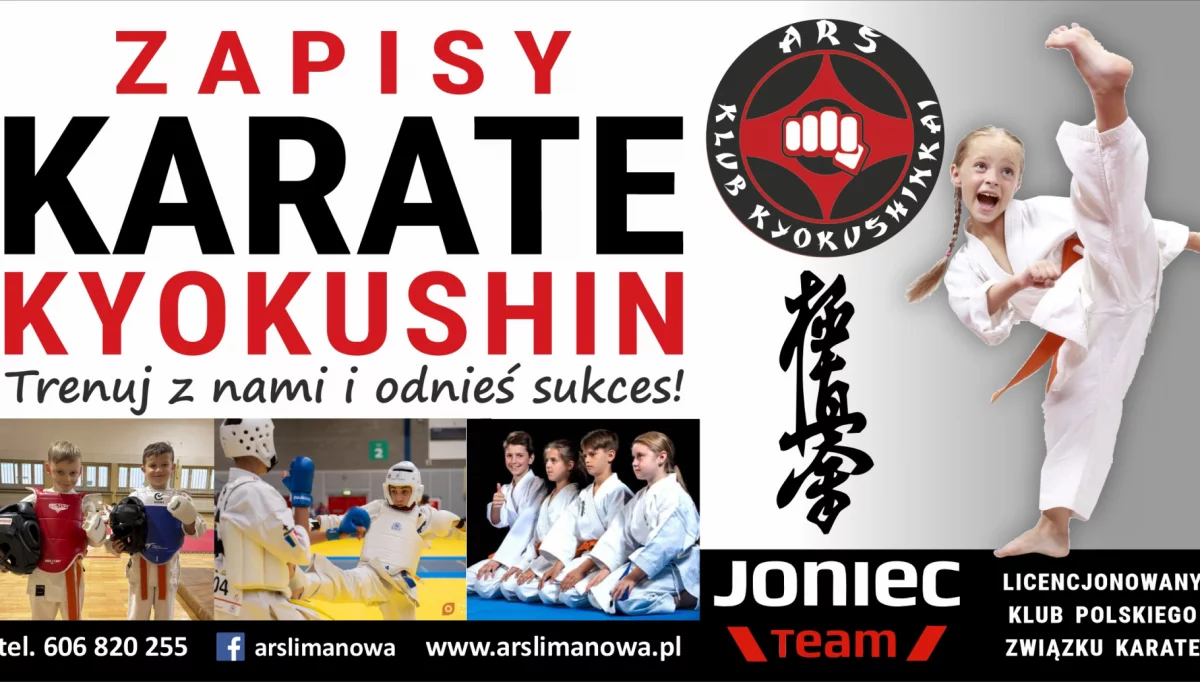 ARS Limanowa – JONIEC Team ogłasza nabór do sekcji Karate Kyokushin na sezon 2025/2026.