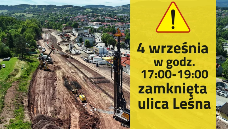 W czwartek 4 września w godz. 17:00 – 19:00 ulica Leśna będzie zamknięta - zdjęcie 1