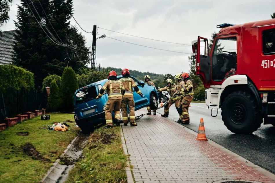 Wypadł z drogi i uderzył w ogrodzenie - zdjęcie 6