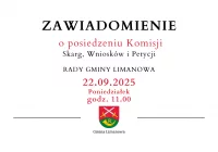 Zawiadomienie o posiedzeniu Komisji Skarg, Wniosków i Petycji Rady Gminy Limanowa - 22.09 - zdjęcie główne