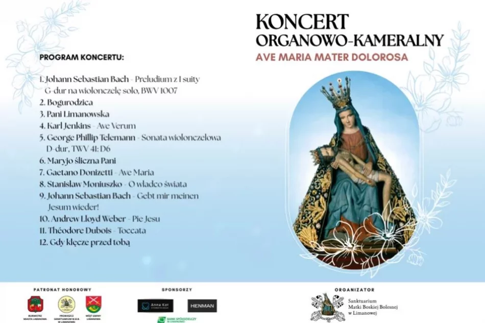21 września w limanowskiej bazylice odbędzie się koncert organowo-kameralny AVE MARIA MATER DOLOROSA - zdjęcie 3