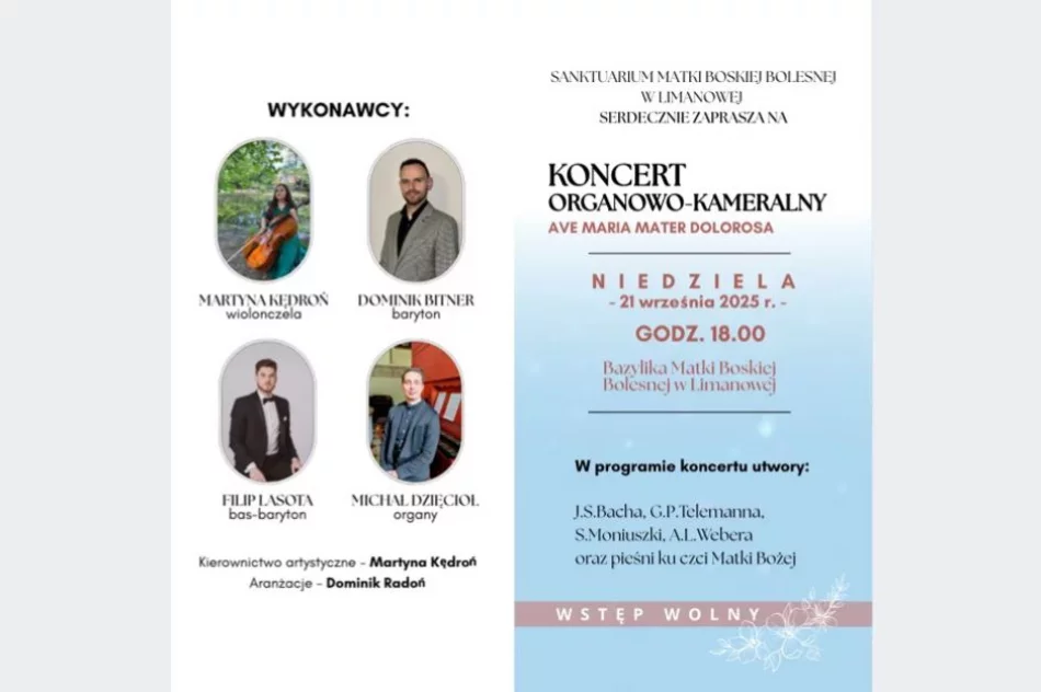 21 września w limanowskiej bazylice odbędzie się koncert organowo-kameralny AVE MARIA MATER DOLOROSA - zdjęcie 4