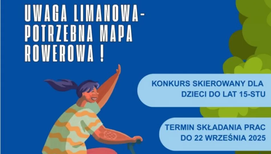 Uwaga Limanowa – potrzebna mapa rowerowa! – przypominamy trwa konkurs na graficzne zaprojektowanie mapy tras rowerowych na terenie Miasta Limanowa - zdjęcie 1