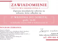 Zaproszenie na zebranie wiejskie w Siekierczynie II dnia 27 września - zdjęcie główne