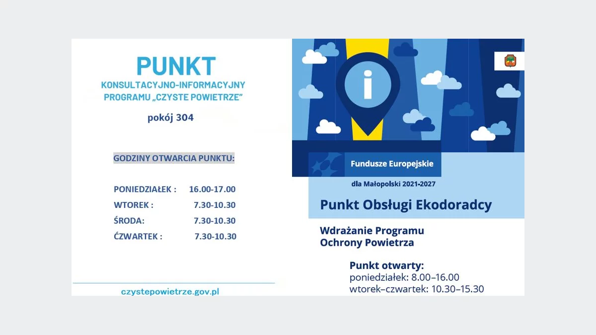 Informacja o funkcjonowaniu Punktów Konsultacyjnych – „Czyste Powietrze” oraz Punkt Obsługi Ekodoradcy