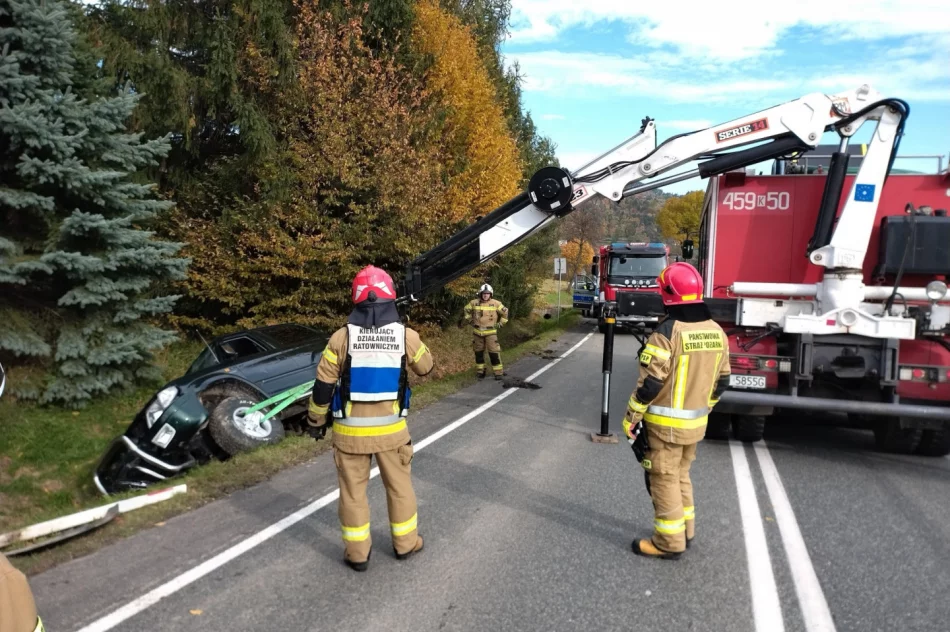 Auto w rowie, jedna osoba w szpitalu - zdjęcie 4