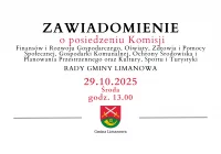 Zawiadomienie o posiedzeniu Komisji Rady Gminy Limanowa - 29.10 - zdjęcie główne