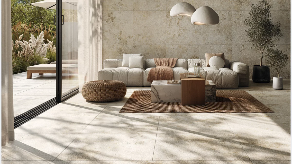 Salon w stylu japandi – kolekcja Breccia Fara