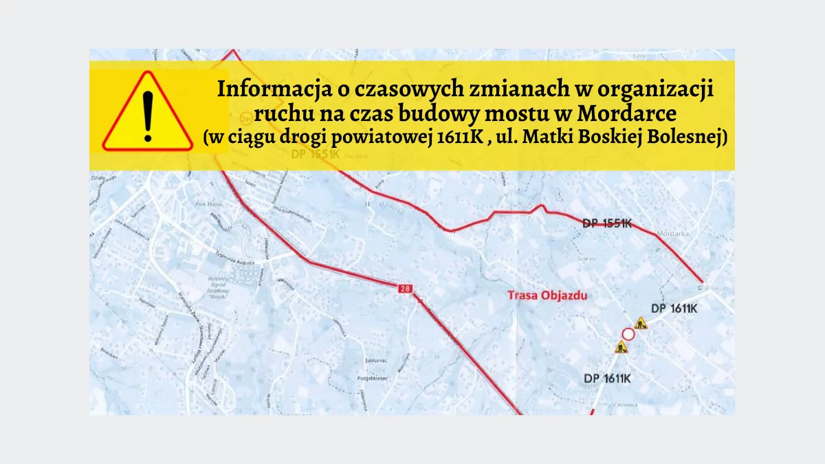 Informacja o czasowych zmianach w organizacji ruchu