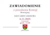 Zawiadomienie o posiedzeniu Komisji Rewizyjnej Rady Gminy Limanowa - 6.11 - zdjęcie główne