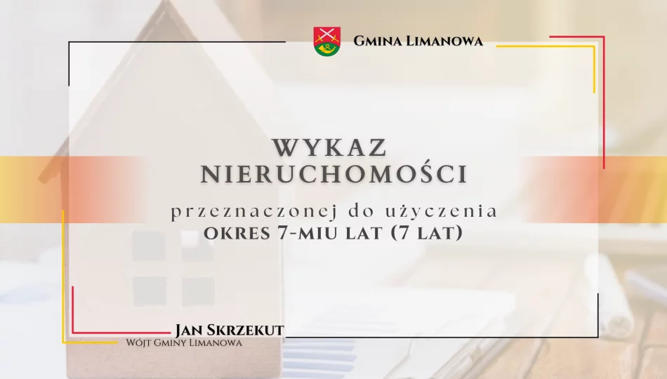 Wykaz nieruchomości stanowiącej własność Gminy Limanowa przeznaczonej do użyczenia na okres 7 lat - zdjęcie 1