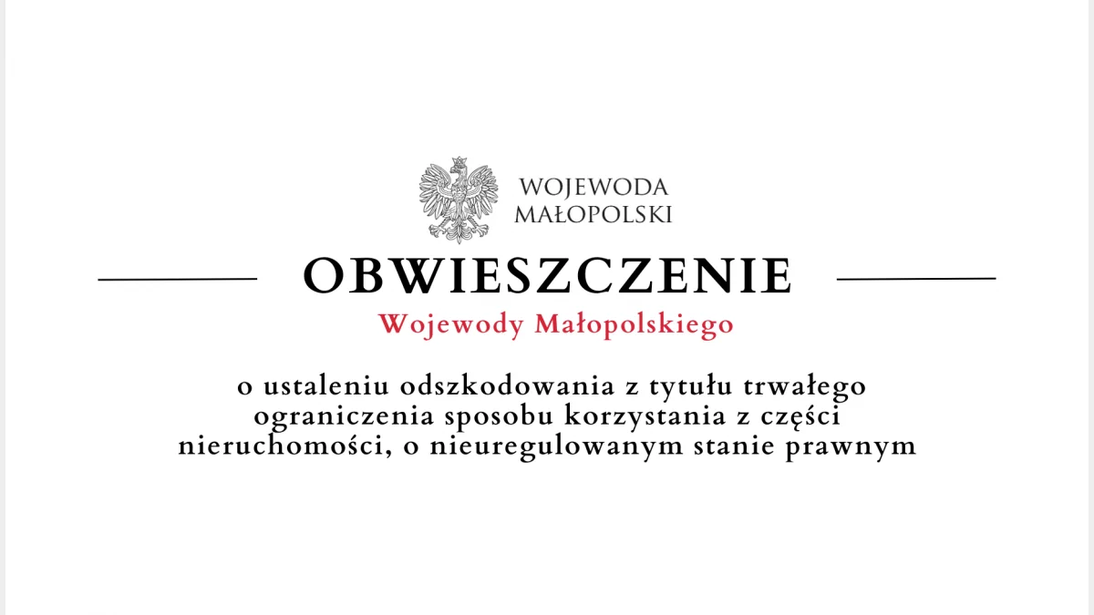 Ogłoszenie Wojewody Małopolskiego o ustaleniu odszkodowania - 5.11