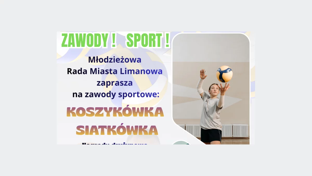 W sobotę 15 listopada Młodzieżowa Rada Miasta Limanowa zaprasza młodzież z Miasta Limanowa na zawody sportowe
