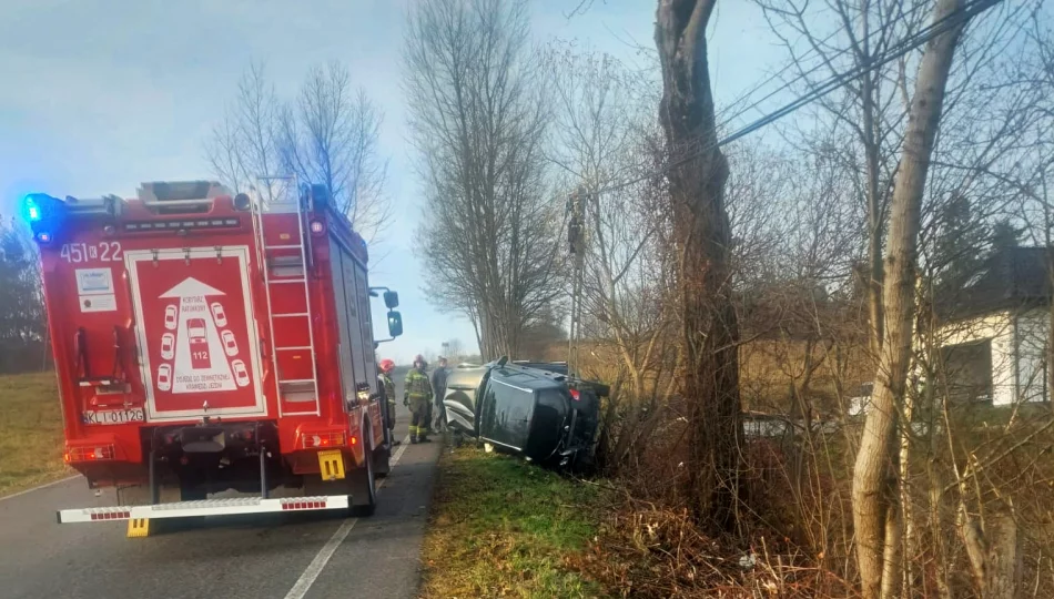 Auto uderzyło w ogrodzenie i słup - zdjęcie 1