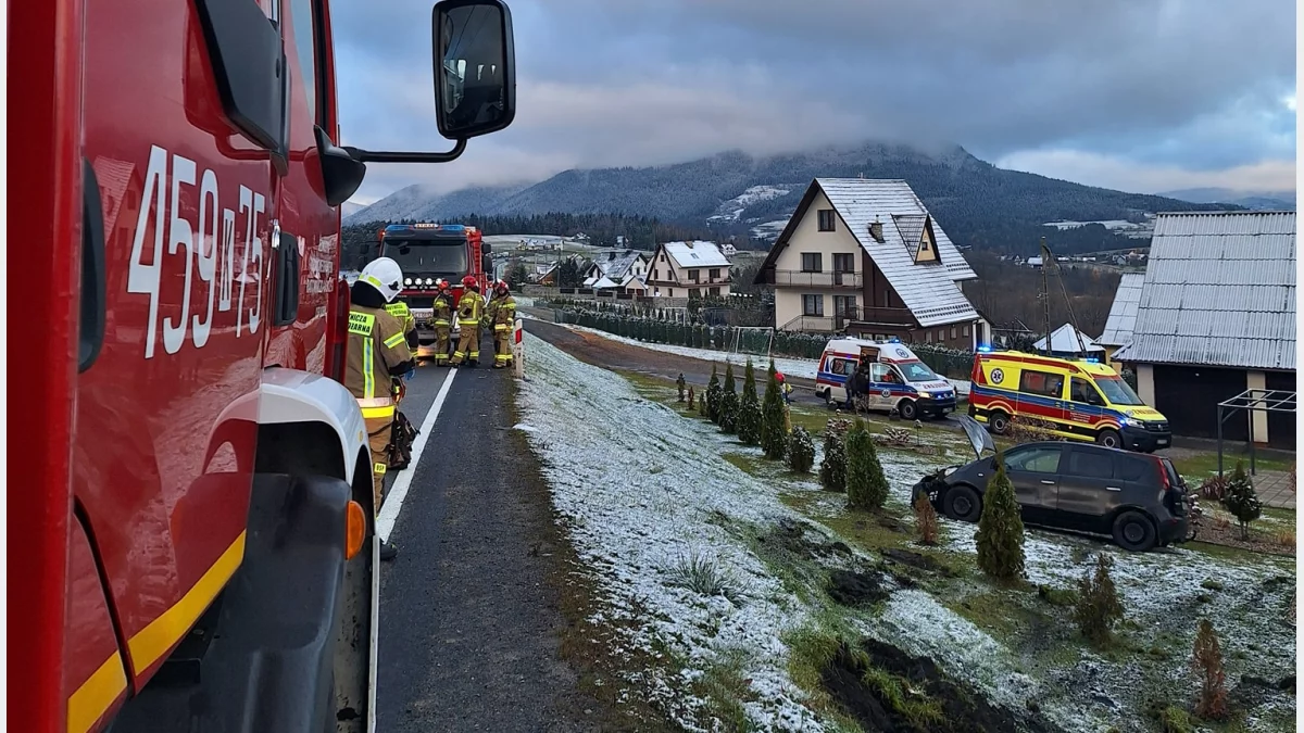 Kolizja na DK 28 w Kasinie Wielkiej/fot.: OSP Dobra