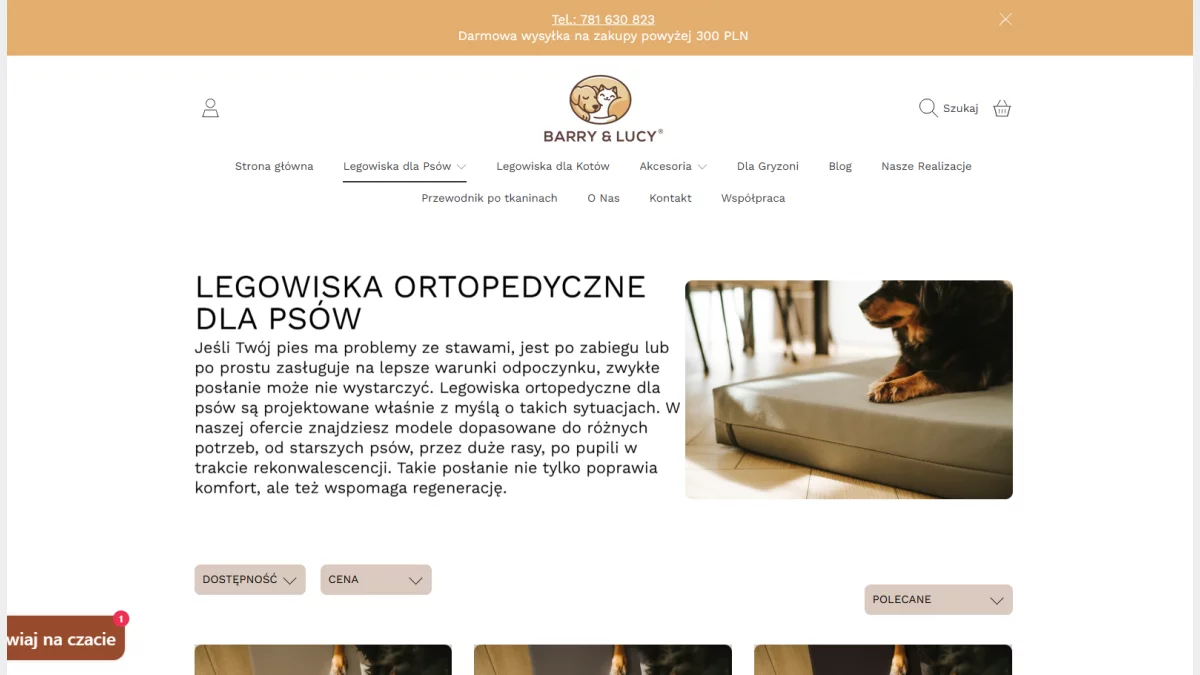 legowiska ortopedyczne dla psów Barry&Lucy