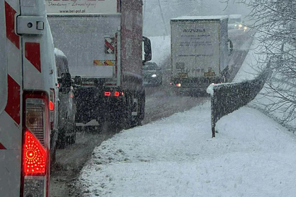 Opady śniegu w regionie. Samochody w rowach, ogromne korki - zdjęcie 2