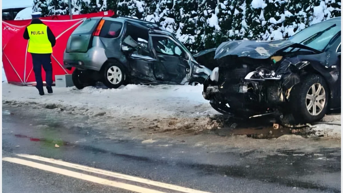 Śmiertelny wypadek na DW 968 w Mszanie Górnej/fot.: KPP Limanowa